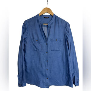 Massimo Dutti Blue Chambray Button Front Blouse Size 10 (EUR 42 / MEX 32)